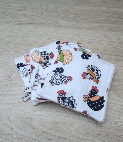 Lot de 6 lingettes Poule